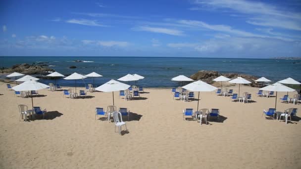 Salvador Bahia Brasil Janeiro 2021 Sombreros São Vistos Areia Praia — Vídeo de Stock