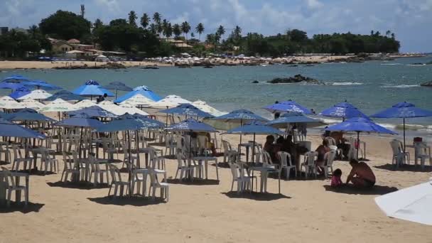 Salvador Bahia Brazil Janjanuary 2021 Сомбреро Можна Побачити Піску Пляжу — стокове відео