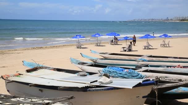 Salvador Bahia Brazil Janjanuary 2021 Сомбреро Можна Побачити Піску Пляжу — стокове відео