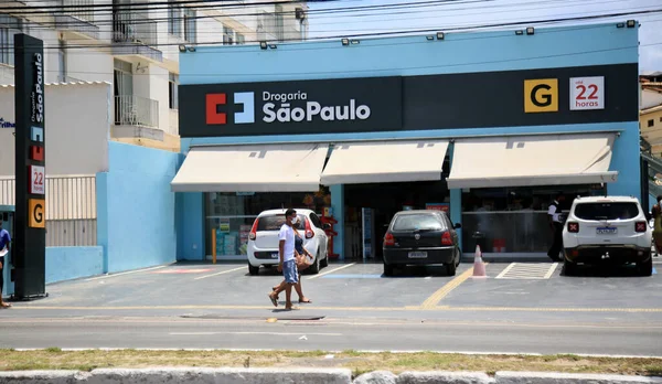 Salvador Bahia Brasil Enero 2021 Fachada Farmacia Sao Paulo Barrio — Foto de Stock