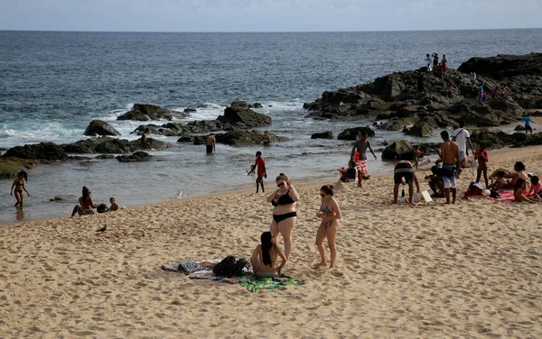 Salvador Bahia Brazil Январь 2021 Люди Видели Пляже Барра Городе — стоковое фото