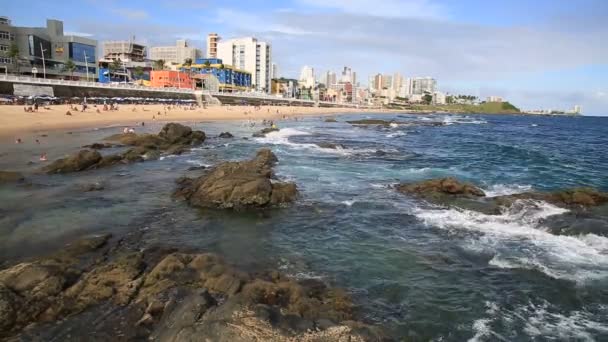 Salvador Bahia Brasile Gennaio 2021 Vedono Persone Alla Spiaggia Barra — Video Stock
