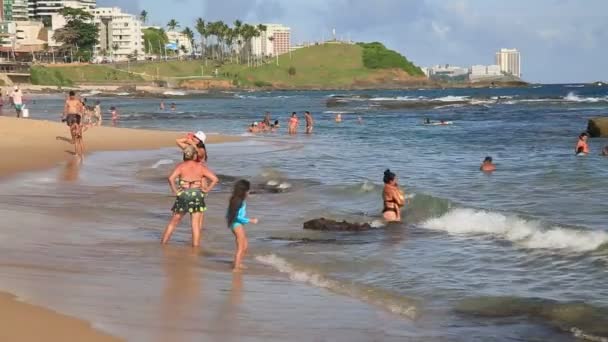 Salvador Bahia Brazílie Ledna 2021 Lidé Jsou Vidět Pláži Barra — Stock video