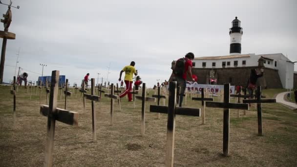 Salvador Bahia Brazil Janjanuary 2021 Демонстрація Проти Уряду Президента Jair — стокове відео