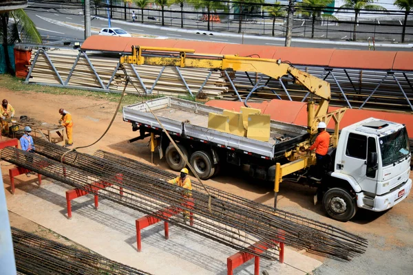 Salvador Bahia Brasil Janeiro 2021 Munck Truck Visto Uma Área — Fotografia de Stock