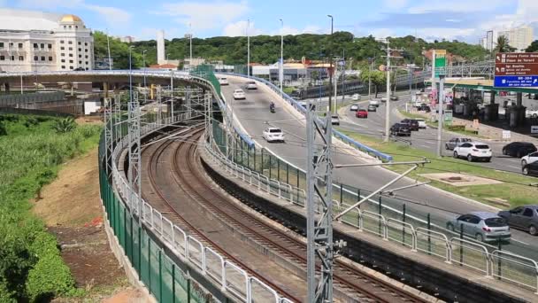 Salvador Bahia Brazil January 2021 Movement Subway Train Line Next — Vídeos de Stock