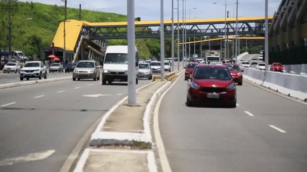 Salvador Bahia Brasil Fevereiro 2021 Circulação Veículos Trânsito Cidade Salvador — Vídeo de Stock