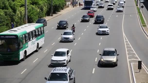 Salvador Bahia Brazil Φεβρουαρίου 2021 Κυκλοφορία Οχημάτων Στην Πόλη Του — Αρχείο Βίντεο