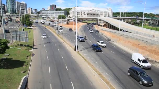 Salvador Bahia Brazil February 2021 Vehicle Movement Traffic City Salvador — стоковое видео