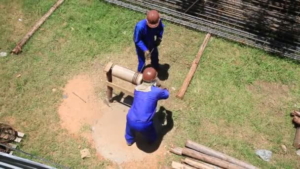 Salvador Bahia Brazílie Ledna 2021 Stavební Dělníci Jsou Vidět Staveništi — Stock video
