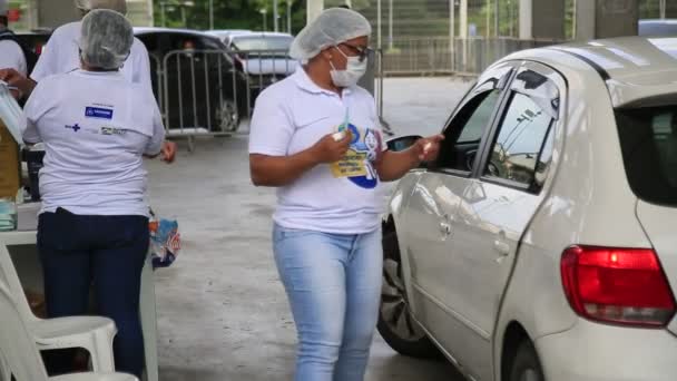 Salvador Bahia Brésil Janvier 2021 Des Agents Santé Vaccinent Contre — Video