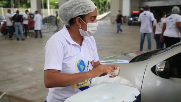 Salvador Bahia Brasil Janeiro 2021 Agentes Saúde Vacinam Contra Vírus — Vídeo de Stock