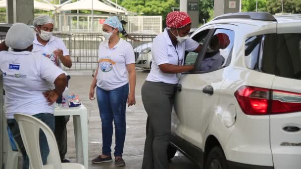 Salvador Bahia Brasil Enero 2021 Trabajadores Salud Vacunan Contra Virus — Vídeo de stock