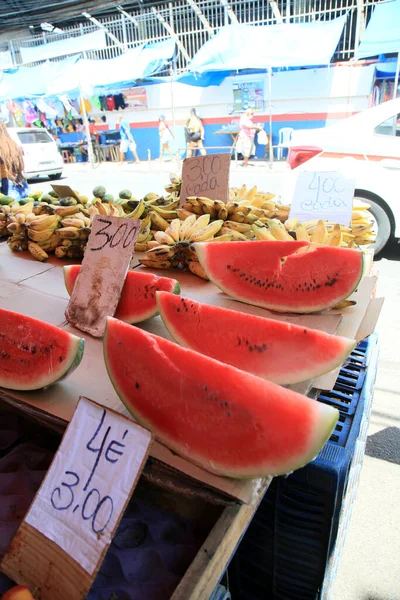 Salvador Bahia Brazil January 2021 Watermelon Fruit Sale Fair Japan — Stock Photo, Image