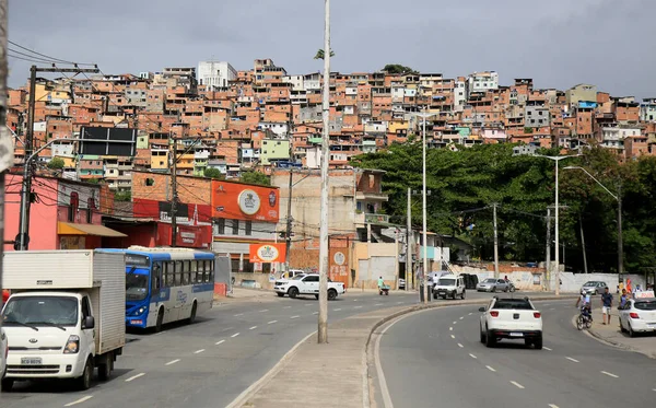 Salvador Bahia Brazil January 2021 Moving Vehicles Avenida San Martin — стоковое фото