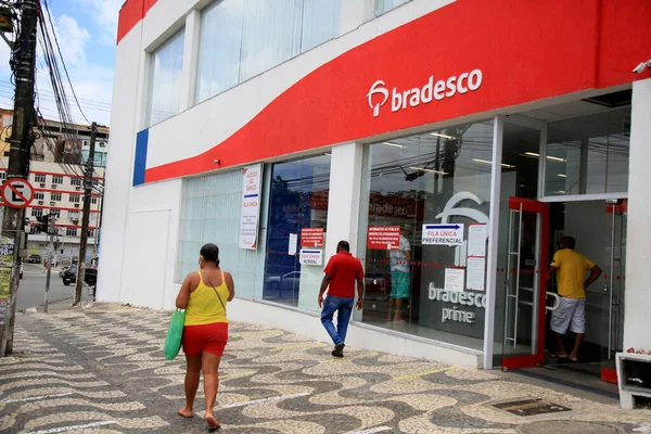 Salvador Bahia Brasil Janeiro 2021 Movimento Pessoas Juntas Para Uma — Fotografia de Stock