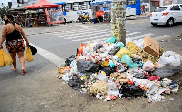 살바도르 바히아 브라질 하운하 2021 살바도르 라르고두 지역의 거리에 쓰레기 — 스톡 사진