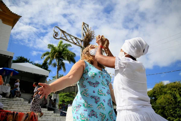 Salvador Bahia Brasile Gennaio 2021 Gli Aderenti Candomble Sono Visti — Foto Stock