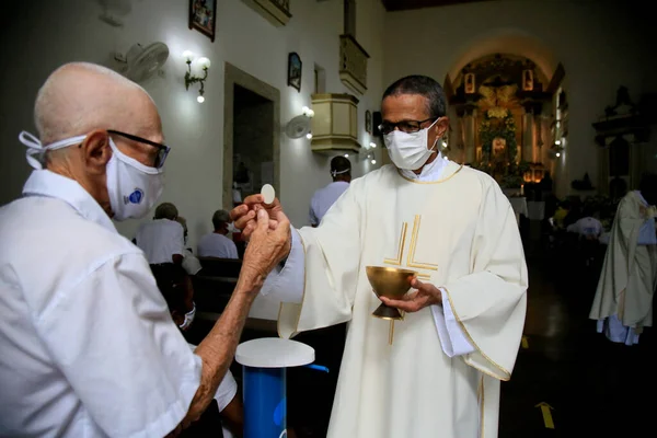 Salvador Bahia Brasil Enero 2021 Los Devotos Son Vistos Durante —  Fotos de Stock