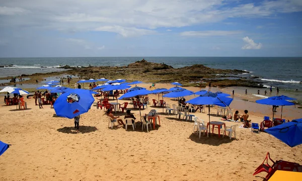 Salvador Bahia Brasil Janeiro 2021 Guarda Sóis São Vistos Uma — Fotografia de Stock