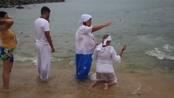 Salvador Bahia Brasile Febbraio 2021 Membri Della Religione Candomble Vengono — Video Stock