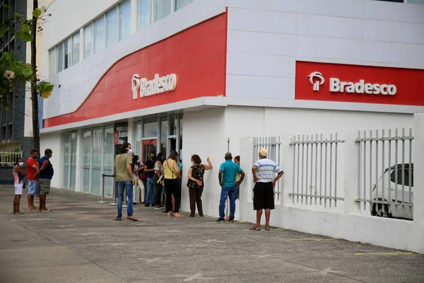 Salvador Bahia Brasil Fevereiro 2021 Pessoas São Vistas Porta Frente — Fotografia de Stock