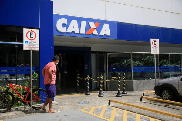 Salvador Bahia Brasil Fevereiro 2021 Pessoas São Vistas Porta Frente — Fotografia de Stock