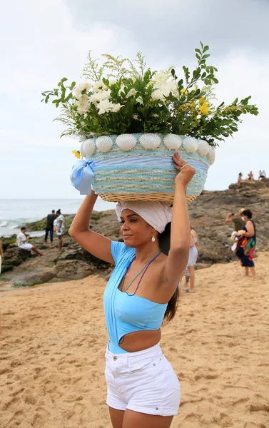 Salvador Bahia Brasil Fevereiro 2021 Membros Religião Candomble São Vistos — Fotografia de Stock