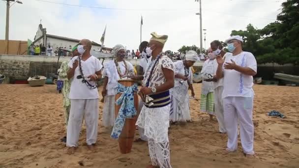 Salvador Bahia Brésil Février 2021 Des Membres Religion Candomble Sont — Video