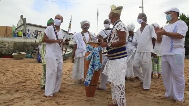 Salvador Bahia Brasil Fevereiro 2021 Membros Religião Candomble São Vistos — Vídeo de Stock