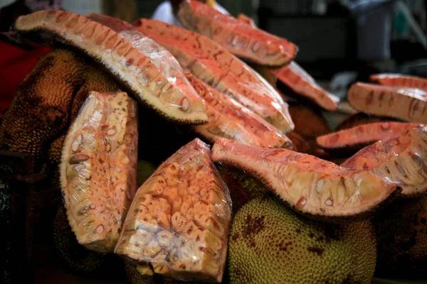 Salvador Bahia Brazílie Ledna 2021 Jackfruit Ovoce Prodej Japonském Veletrhu — Stock fotografie