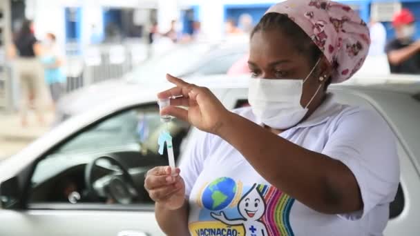 Salvador Bahia Brazil Luty 2021 Szczepienia Osób Starszych Wieku Powyżej — Wideo stockowe