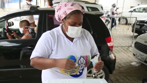 Salvador Bahia Brésil Février 2021 Vaccination Des Personnes Âgées Ans — Video