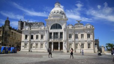 Salvador, Bahia, Brezilya - 10 Şubat 2021: Salvador 'daki Rio Branco Sarayı manzarası.