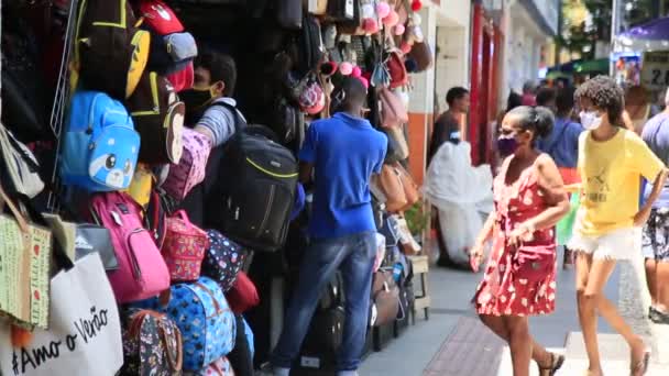 Salvador Bahia Brasilien Februar 2021 Bewegung Von Menschen Die Schutzkauen — Stockvideo