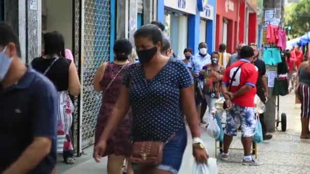 Salvador Bahia Brazylijski Luty 2021 Przemieszczanie Się Osób Noszących Ochronne — Wideo stockowe