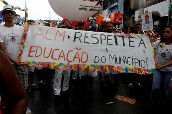 Salvador Bahia Brasil Julho 2013 Pessoas Manifestam Durante Festividades Independência — Fotografia de Stock