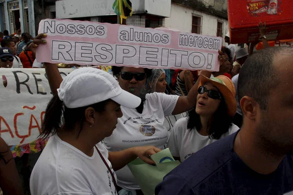 Salvador Bahia Brasil Julho 2013 Pessoas Manifestam Durante Festividades Independência — Fotografia de Stock