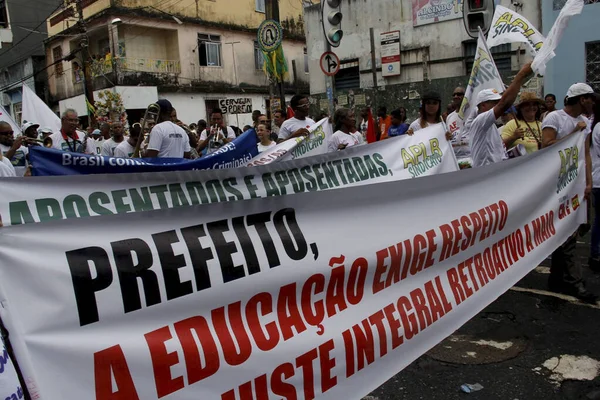 Salvador Bahia Brasil Julho 2013 Pessoas Manifestam Durante Festividades Independência — Fotografia de Stock