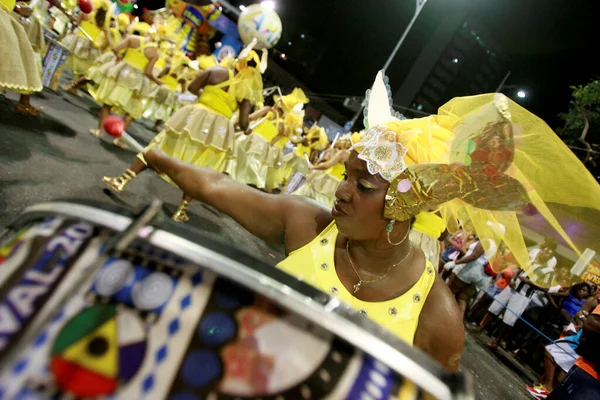 Salvador Bahia Brasil Febrero 2015 Percusionistas Banda Dida Son Vistos — Foto de Stock