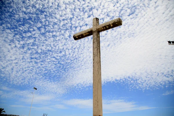 Salvador Bahia Brasil Março 2013 Cruz Voltada Para Igreja Nossa — Fotografia de Stock