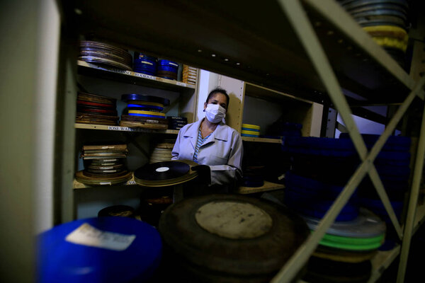 salvador, bahia, brazil - 12 апреля 2019 года: Felicula collection of old films is seen in the city of Salvador