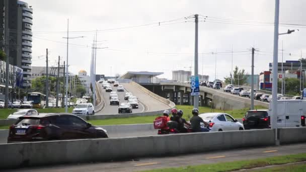 Salvador Bahia Brazílie Května 2021 Vozidla Dopravní Zácpě Blízkosti Výstavby — Stock video