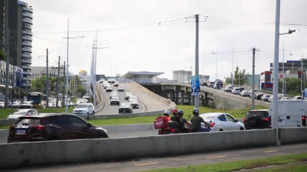 Salvador Bahia Brasilien Mai 2021 Fahrzeuge Stau Beim Bau Einer — Stockvideo