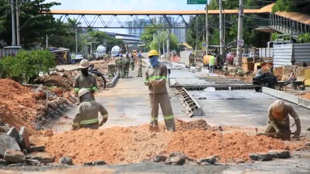 Salvador Bahia Brazil Maja 2021 Widziano Ludzi Pracujących Nad Budową — Wideo stockowe