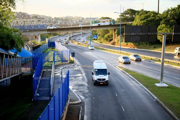 Salvador Bahia Brazil Июня 2021 Транспортные Средства Замечены Проходящие Полосе — стоковое фото