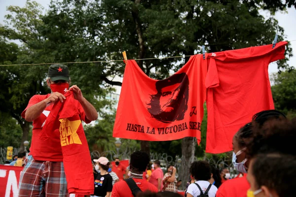 Salvador Bahia Brasil Junio 2021 Manifestantes Protestan Contra Gobierno Del —  Fotos de Stock