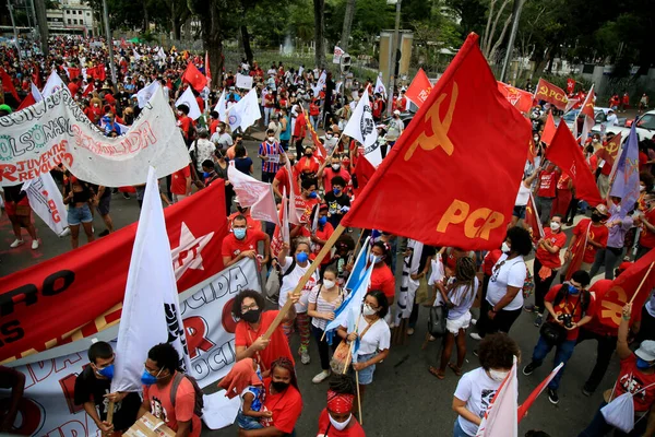 Salvador Bahia Brasil Junho 2021 Protestos Contra Governo Presidente Jair — Fotografia de Stock