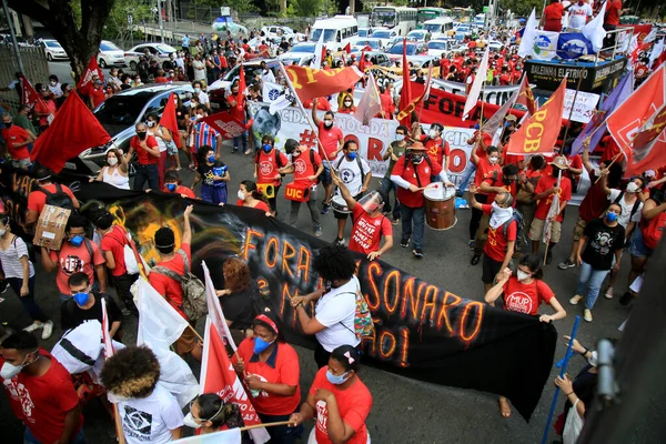 Salvador Bahia Brasilien Juni 2021 Demonstranten Protestieren Der Stadt Salvador — Stockfoto