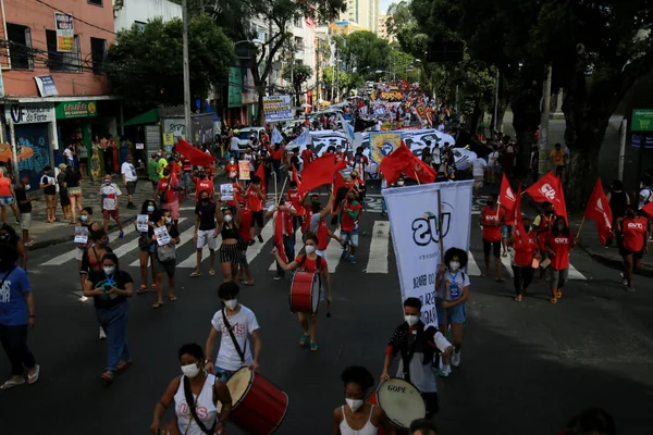 Salvador Bahia Brasilien Juni 2021 Demonstranten Protestieren Der Stadt Salvador — Stockfoto